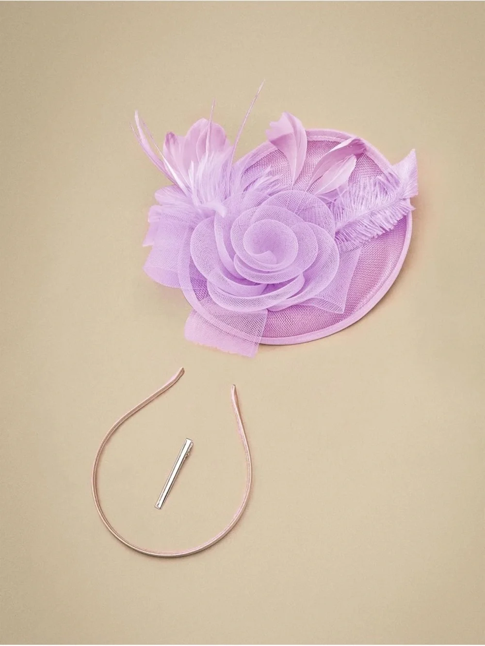 Kentucky Derby Hat Fascinator | Sinamay Floral Feather Cocktail Headpiece Church